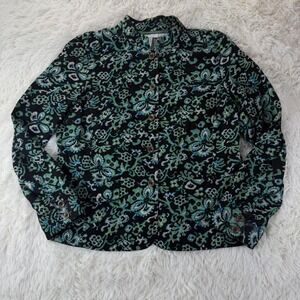 Charter Club Women's Petite Medium Floral Button Jacket Mandarin Career Layer‎